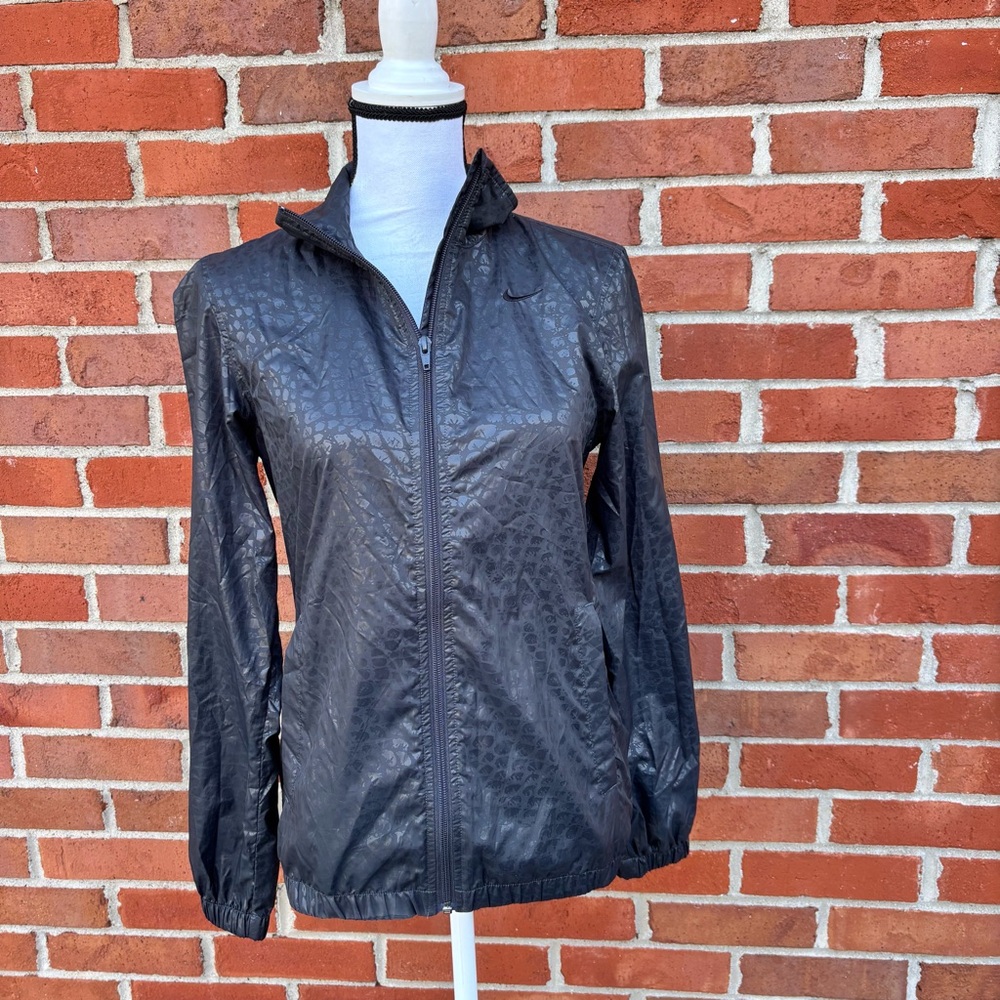 Nike Athletic Department Black Reptile Print Zip Up Windbreaker Jacket Small